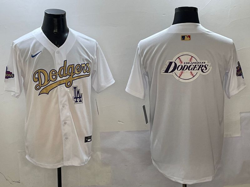 Men Los Angeles Dodgers Blank White Champion gold character 2025 Nike MLB Jersey style 29->los angeles dodgers->MLB Jersey